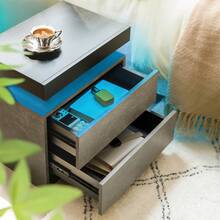 Modern Style Bedside Table With Two Drawers, Easy Assembly, Ample Storage Space, Suitable For Bedrooms And Living Rooms - Gray - 查看 2
