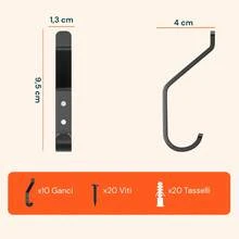 Avilia Ganci Appenditutto da Parete in Metallo Nero 10 Pezzi con Kit di Montaggio - A - Visualizzare 7