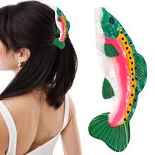 Glossy Polka Dot Turtle Shaped Hair Clip; Cartoon Pattern Colorful Acetate Hair Clip; Creative Animal Texture Acetate Hair Clip; Unique Design Cute Hair Clips For Women, Suitable For Summer And Winter Summer Hair Accessories Beach Claw Clips Vacay Hair Claws - Multicolor - View 2