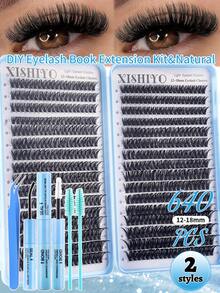 Bộ nối mi giả dạng chùm 640/544 và keo dán, bộ nối mi giả từng sợi dày dặn. - Nhiều màu - Xem 15