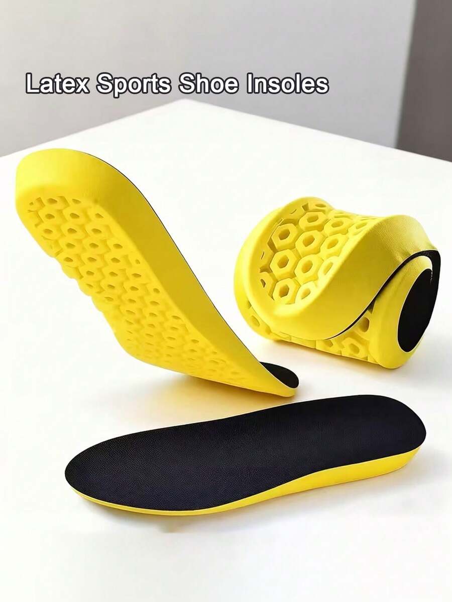 Latex Insoles, Super Soft, High Elasticity, Shock-Absorbing, Sweat-Absorbing, Breathable, Comfortable, Thick Sole, Full Insole. Suitable For Running And Long-Time Standing, Shock-Absorbing Insoles, Casual Shoes