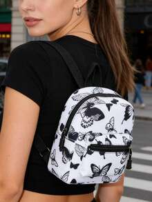 Süßer Schmetterling Muster Mini Rucksack, leichter Casual Tagesrucksack für Reisen/Schule/Einkaufen, modischer kleiner Rucksack Modischer Leoparden Muster Mini Rucksack, lässiger leichter Tagesrucksack für Frauen, perfekt für Arbeit & Wochenende Zebra Muster Mini Rucksack, süßer Casual Tagesrucksack für Mädchen, ideal für Reisen & täglichen Gebrauch - Verschiedenfarbig - Übersicht 4
