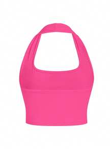 SHEIN X Betty Boop Áo hai dây cổ yếm in họa tiết - Kết hợp yếu tố dễ thương với thời trang, tôn lên vẻ ngoài sành điệu và đáng yêu của chiếc áo. - Màu Hồng Tươi - Xem 4