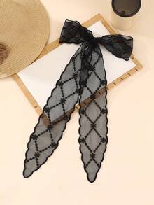 1 pièce Accessoire pour cheveux pour femmes, bandeau élégant rétro français avec motifs de feuille, étoile, fleur et nœud brodés. Convient pour mariage, demoiselle d'honneur, décoration de foulard pour cheveux, fête, été, plage, festival, anniversaire - Noir - Voir 12