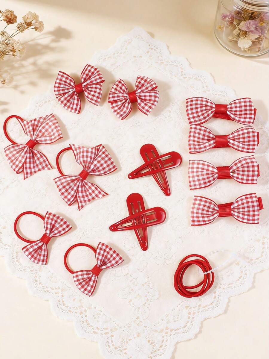 20件/套，包含配套的蝴蝶结发夹、发圈、发带、发圈、BB夹，适合日常佩戴 - 彩色 - 查看 1