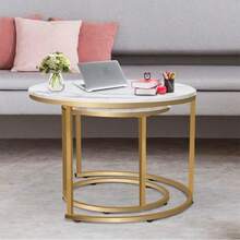 Nesting Coffee Tables Set Of 2 Round Stacking Sofa Side Tables For Living Room - Black - View 7