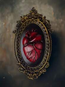 1 pieza Placa colgante de estilo gótico vintage con corazón, decoración de pared de corazón burdeos creativa de resina, adecuada para oficina, sala de estar, estudio, porche, decoración del hogar, adorno de estilo gótico - 1PC - Ver 2