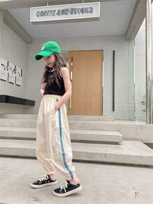 Quần nỉ thể thao sọc túi bên hông cho bé gái tuổi teen - Màu be - Xem 7