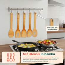 Avilia Set Taglieri in Bamboo – 3 Taglieri + 5 Utensili da Cucina Inclusi - Visualizzare 4