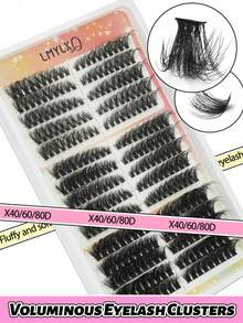290pcs Cartoon Style False Eyelashes, D-Curl Fluffy Fan-Shaped Fake Lashes, 8-18mm Mixed Length Super Thick Cluster Lashes, 3D Effect, Faux Mink Material Natural & Soft, Suitable For Beginners & Professionals, For Daily, Party, Stage, Nightlife, Ideal Gift For Mother's Day, Easter, Valentine's Day, Music Festival, Christmas, Christmas Eve, Thanksgiving - View 2