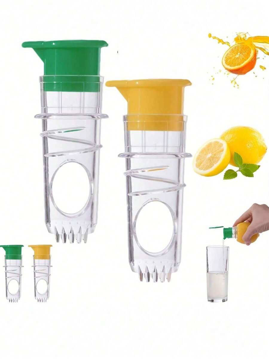 2/1pc New Spiral Lemon Juicer - Plastic Citrus Press With Built-In Strainer, Portable Manual Fruit Juicer For Cocktails, Beverages, Camping, Picnic - Easy And Convenient For Extracting Lemon, Orange, Lime Juice Compact Juicer Space-Saving Design, Perfect For Lemonade Stands