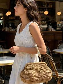 Dây đeo túi đính hạt phong cách Boho, quai xách tay đính hạt đá tự nhiên, dây đeo cổ tay có thể tháo rời dành cho túi cói, túi tote và túi đeo chéo. - Nhiều màu - Xem 6