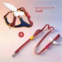 2pcs 3D Wing Design Dog Harness With Leash, Breathable Non-Choke Adjustable Pet Chest Strap, Cute Angel/Devil Wing Small Dog Cat Outdoor Walking Supplies - Multicolor - View 5