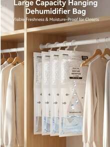 10个装大号除湿袋 - 衣物吸湿剂，非电动衣柜及家用除湿器，吸湿袋，衣橱除湿器，干燥剂 - 适用于夏季潮湿环境，开学季衣柜 - 彩色 - 查看 4