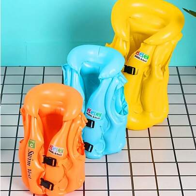 1pc Adjustable Inflatable Swimming Vest - Suitable For Swimming Training, Water Survival And School Activities. It Has Buoyancy And Provides A Secure Fit, With Adjustable Shoulder Straps.