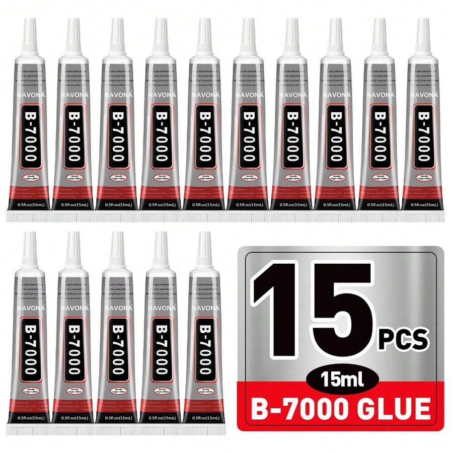 15 PCS 15ml B7000 Clear Super Glue, Rhinestone & Craft Glue With Precision Tip, Bedazzling Kit Supplies For Jewelry Making, DIY, Shoes, Crafts