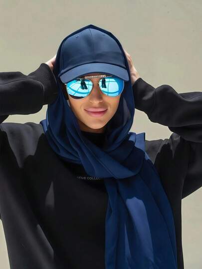 1件装女士纯色夏季遮阳帽雪纺头巾帽，轻盈透气，多功能防晒棒球帽围巾组合，适合夏季宗教集会、时尚中东风格、海滩、假日等场合。