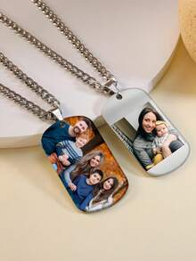 1 pieza Collar personalizado de eslabón cubano minimalista con foto personalizada - Collar de eslabón cubano de acero inoxidable con retrato personalizado - Collar conmemorativo de mascota - Regalo personalizado - Collar de amigo - Collar hecho a mano - Collar personalizado - Regalo de aniversario - Regalo personalizado - Regalo para madre - Regalo personalizado para el Día de la Madre - Regalo para novia - Collar minimalista - Regalo de cumpleaños - Regalo de boda - Regalo conmemorativo - Collar de eslabón cubano con foto personalizada - Collar con imagen impresa a color - Ver 4