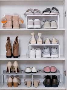 1pc Foldable Expandable Shoe Organizer Rack - Grey - View 6