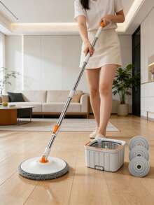 Virul Spin Mop Bucket Set Self-Wringing With Dual Compartment For Clean Dirty Water Separation Efficient Cleaning 3 Refills - 1 - 查看 2
