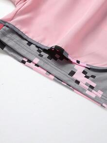 女款夏季抽繩雙層設計時尚休閒運動短褲，適合健行、騎單車、球類運動、跑步及室內運動 - 粉色 - 查看 5