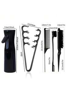 WANMEI 5-In-1 Styling Tool Set, All-In-One Hairstyle Tool Kit, Fine Mist Spray Bottle, Hair Comb, Edge Brush, Tail Comb, Portable Hairstyle Tool Suitable For All Hair Types - Multicolor - View 3