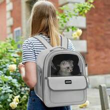 Mochila para Gato y Perro Transportadora Plegable con Ventana Transparente Transpirable Fácil de Limpiar Carga MAX 7kg - Gris - Ver 4