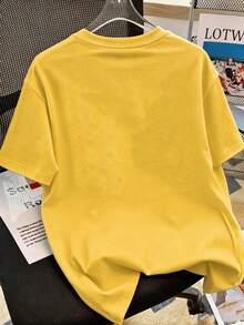 Teenager Boys' Clothing, Children's Clothing, Personalized Letter T-Shirt - Casual Loose Sports Short Sleeve T-Shirt, Boys' Round Neck Short Sleeve T-Shirt - Perfect Summer Gift, Suitable For Spring And Summer School And Outings - Yellow - View 2