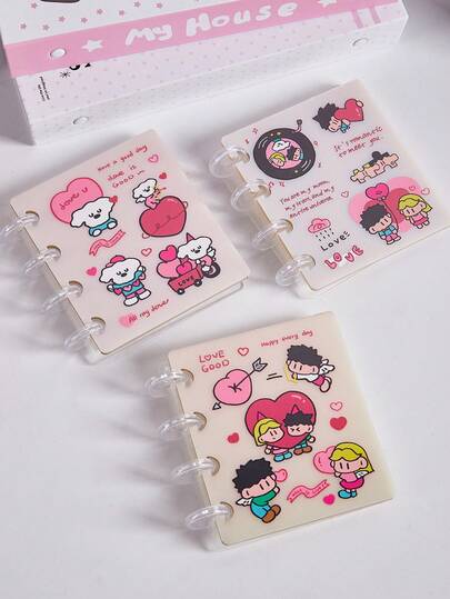1pc 20-Page Cute Cartoon Character Heart Pattern Photo Album, 3-Inch Card Holder For Photo Display, Storage, Sticker Book, Stamp Book, Scrapbook, Birthday Gift, Couple Memorabilia, Student Supplies, School Rewards, Teacher Classroom Items, Back To School, Graduation Season Gift