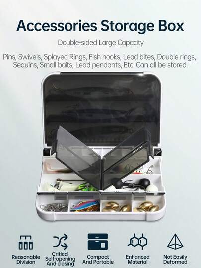  KINGDOM 1PC/2PCS Fishing Tackle Box Mini Storage Case Flying Fishing Spoon Hook Bait Storage Box Fishing Accessories Portable Organizer Fishing Lure Boxes Storage Trays Accessory Boxes