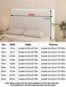 1pc Khaki Minimalist Vertical Striped Headboard Cover, 360° Full Wrap Around Protection, Adjustable For Thin/Thick Headboards, Easy Removable & Washable, Bedroom Decor - Khaki - View 8