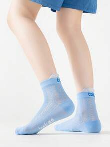 5 Pairs Boys' Socks, Summer Thin Mesh Breathable Mid-Calf Socks, Solid Color Minimalist Versatile, Suitable For Daily Casual & Sports Wear, Children Socks - Multicolor - View 3