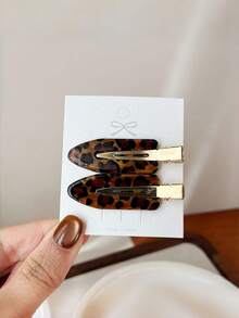 2 piezas Clips para el cabello de mujer de estampado de leopardo versátil, clips para la parte superior de la onda de la boca de pato, accesorios para el cabello sin costuras, para festival, fiesta - Multicolor - Ver 12