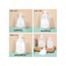 5 Pcs Travel Size Refillable Flat Bags For Shampoo, Lotion, Cosmetics, 30ml/50ml/100ml Travel Bottles, Suitable For Skincare, Home, Vacation, Travel, Bohemian Style - Multicolor - View 5