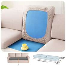 1pc Minimalist Solid Color Milk Silk Stretch Sofa Seat Cushion Cover, Suitable For All Seasons - Space Gray - View 20
