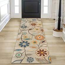 1pc Vintage Floral Flannel Long Runner Rug, Farmhouse Style Hallway Bedside Carpet, Machine Washable, Soft Polyester Fiber, Rectangular Design, Suitable For Wedding, Holiday, Ceremony, Prayer, Fresh Natural Romantic Wedding Carpet, Durable Anti-Slip Lightweight And Comfortable, Hallway Decor Gift - Multicolor - View 7