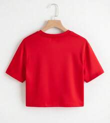 Crop Top Beautiful Disaster Graphic Tee 100% Polyester Comfort Fit - Red - View 2