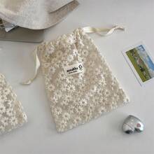 Fashionable Embroidered Floral Drawstring Bag, Mini Portable Storage Pouch, Mini Lipstick Cosmetic Organizer, Sanitary Pad Storage, Hair Clip Storage - Multicolor - View 13