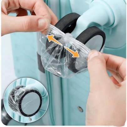 50/100 piezas Funda desechable para ruedas de maleta/equipaje, Cubierta protectora contra el polvo para equipaje, Limpio y ordenado para viajes y viajes de negocios, Accesorios para equipaje, Suministros de viaje, Duradero y multiusos, Elástico y resistente al agua, Adecuado para accesorios de equipaje, Accesorios de viaje, Vacaciones, Cubierta para micrófono, Almacenamiento en el hogar, Almacenamiento conveniente, Actividades al aire libre, Hoteles, Escuela, Regreso a la escuela, Almacenamiento en dormitorio, Útiles escolares, Regalo práctico