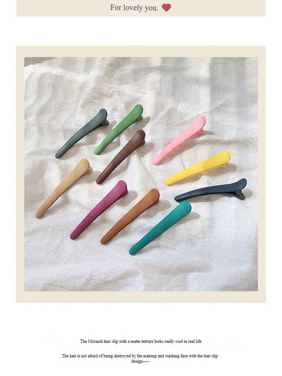 Clip de pelo de pato de plástico de moda, clip de pelo recto, clip de pelo de maquillaje colorido, clip de flequillo sin rastro, clip de pelo mate, clip de pato adecuado para recogidos, accesorio de pelo neutro, accesorio de decoración hecho a mano, clip de pelo con revestimiento de goma, accesorio de pelo multifuncional de clip lateral (los lotes de colores pueden variar, pero no afectan el uso o la calidad) - C - Ver 1