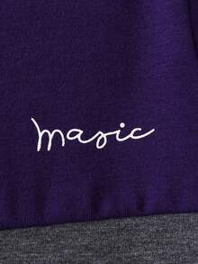 Setelan 2pcs Musim Panas: Kaos Lengan Pendek Leher Bulat dan Celana Pendek, Kasual, Olahraga, Pelajar, Liburan, Atletik untuk Usia 3-7 Tahun - Purple - View 6
