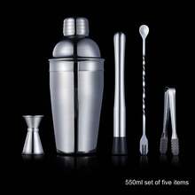 Bộ 5 dụng cụ pha chế cocktail bằng thép không gỉ 304, bao gồm bình lắc, thìa, dụng cụ đong định lượng, kẹp đá, búa đập đá, thích hợp cho quầy bar tại nhà và các bữa tiệc. - Xem 11