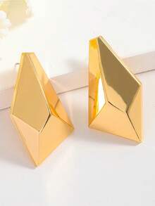 ZAA几何光滑耳环，菱形耳环，极简风格耳环，采用平面切割工艺，女士小众高端珠宝，适合日常及宴会佩戴，光滑材质表面易有轻微划痕，但不影响使用。 - 彩色 - 查看 2