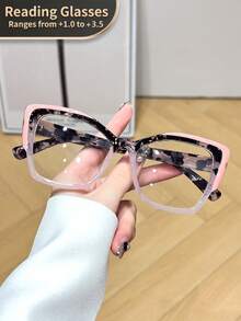 LiMiaoMiao 1 pièce Lunettes de lecture extra larges style chat eye, style vintage pour femmes, verres transparents, grossissement de +1,0 à +3,5 pour ordinateur et lecture - transparent - Voir 36