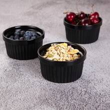 8 Oz Ceramic Ramekins Oven  For Baking, Creme Brulee Souffle Bowls, Dipping Sauce Bowls, Classic Dessert Bowls For Pudding, Dishwasher, Freezer , Set Of 8 - 黑色 - 查看 7