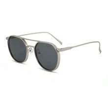 1 Pair Men's Metal Double-Bridge Retro Street Fashion Glasses, Suitable For Daily Commute, Photo Shooting - Silver - View 2