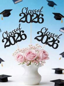 6pcs 2026 Graduation Ceremony Desktop Decorations, Graduation Ceremony Centerpiece Decorations, Graduation Party Decorations With Stands, 2026 Graduation Party Desktop Decor - Multicolor - View 2