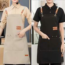 2pcs Waterproof Apron, Unisex, Multi-Layer Canvas Material, Adjustable Design, Suitable For Chefs, Baristas And Waiters - Multicolor - View 12
