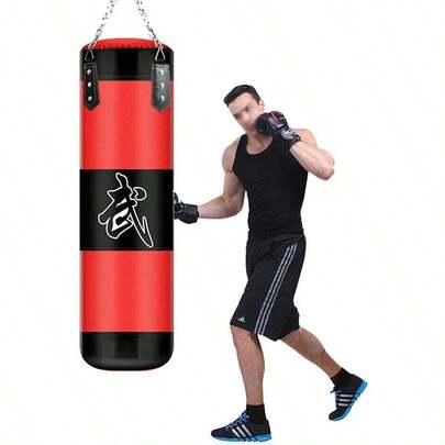 EVOLVE Punch Bag UNFILLED With Training Gloves Punching Mitts Hanging Chain Ceiling Hook, Hand And Wrist Protective Sleeves Great For MMA Kick Boxing MMA, 9pcs Available In Set