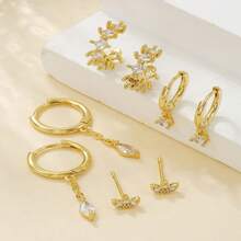 4对优雅水滴形吊坠耳环和圈形耳环套装，时尚珠宝，女士礼物 - TZ00118 - 查看 7